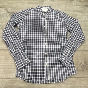 J.Lindeberg Shirt Mens Medium Blue Check Long Sleeve Button Down Casual